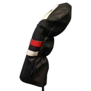 Majek Retro Golf Headcovers Black Red and White Vintage Leather Style 1 3 X Driver Fairway Woods Head Cover Classic Look