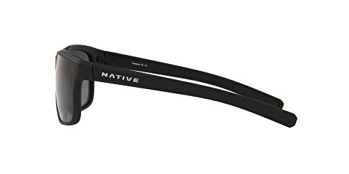 Native Eyewear Wells Polarized Rectangular Sunglasses, Matte Black Crystal/Gray, 58 mm