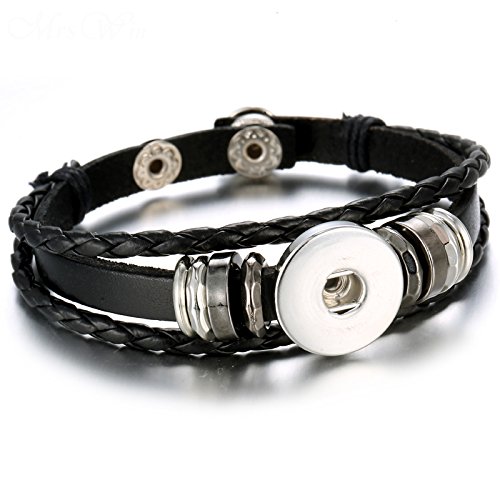 Lovglisten 6pcs Leather Bracelet Bangle for 18mm Snap Button Jewelry (1)