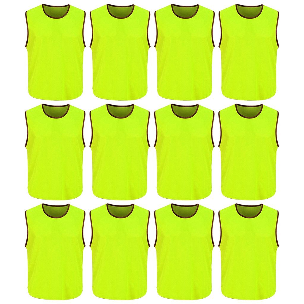 DreamHigh 12 Pack Soccer Team Sports Training Vest Adult Neon Green One size (L)