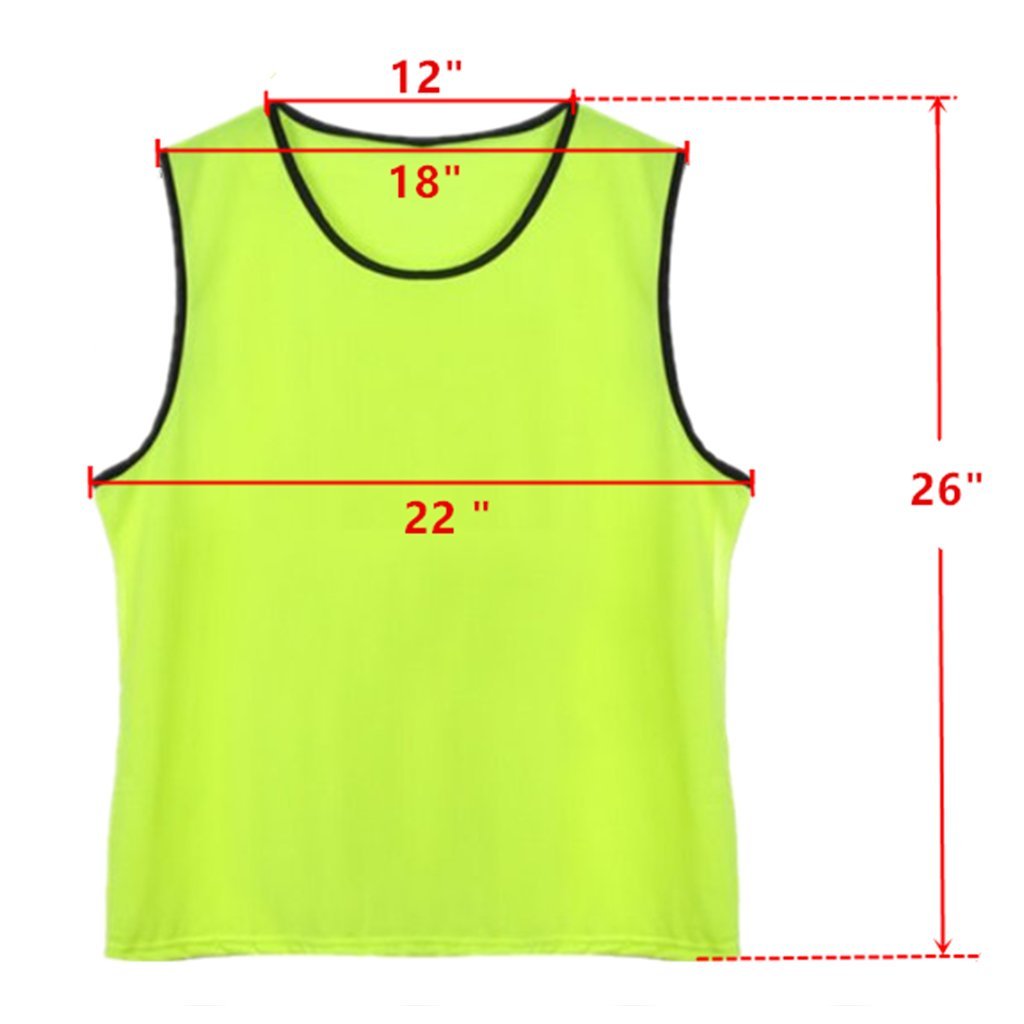 DreamHigh 12 Pack Soccer Team Sports Training Vest Adult Neon Green One size (L)