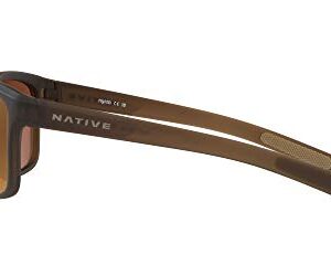 Native Eyewear Wells Polarized Rectangular Sunglasses, Matte Brown Crystal/Bronze Reflex, 58 mm