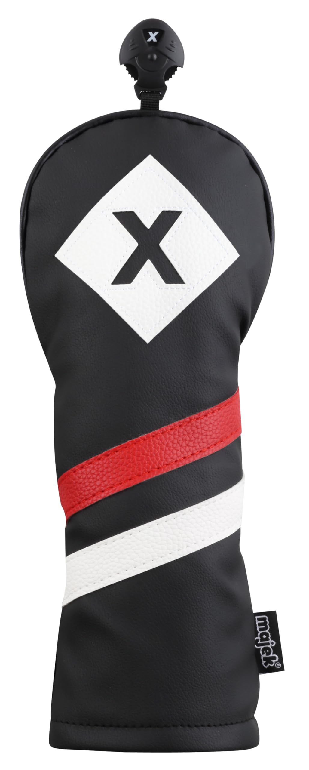 Majek Retro Golf Headcovers Black Red and White Vintage Leather Style 1 X Driver Fairway Wood Head Cover Classic Look