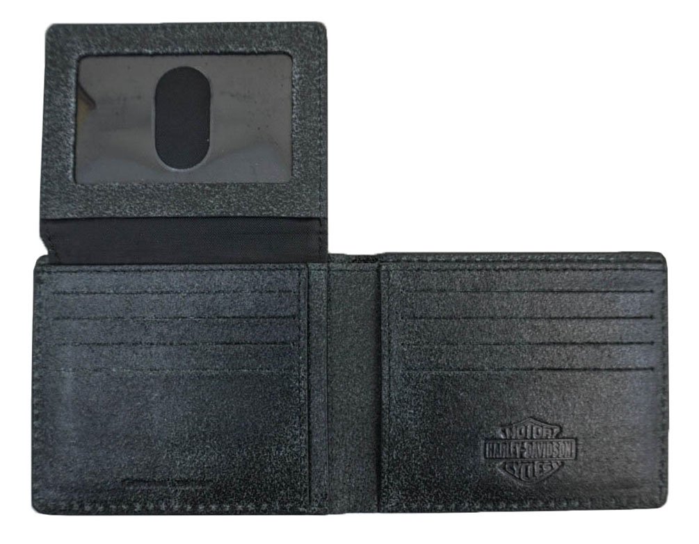 Harley-Davidson Men's Skull Graphite Leather Billfold w/Flip Out UN4627L-GRYBLK