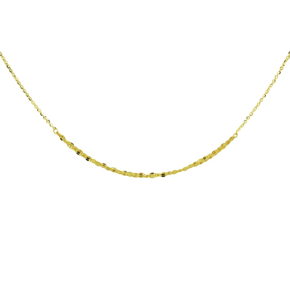 Hoops & Loops 14K Yellow Gold Italian Chain Hammered Mariner Three-Layer Dainty Choker Necklace