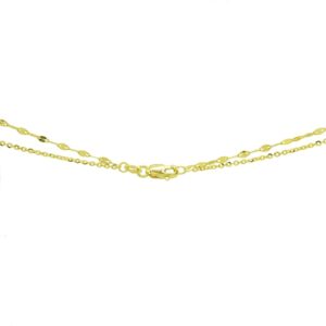 Hoops & Loops 14K Yellow Gold Italian Chain Hammered Mariner Layered Dainty Lariat Y-Necklace