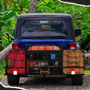 Mockins 60x20x6 Folding Cargo Carrier Hitch Mount | 500 lb Cap Hitch Rack &16 CuFt Soft Shell Waterproof Cargo Carrier Bag | Steel Trailer Hitch Cargo Carrier | Hitch Mount Cargo Carrier Cargo Trailer