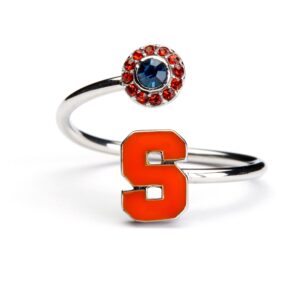 stone armory syracuse jewelry and syracuse university gifts - syracuse orange ring with crystals - hypoallergenic and adjustable sizes 5-12 - syracuse university apparel for women