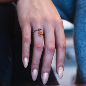 Stone Armory Syracuse Jewelry and Syracuse University Gifts - Syracuse Orange Ring with Crystals - Hypoallergenic and Adjustable Sizes 5-12 - Syracuse University Apparel for Women