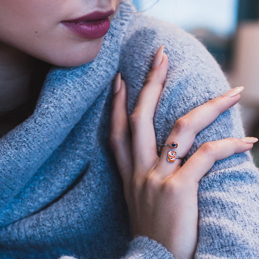 Stone Armory Syracuse Jewelry and Syracuse University Gifts - Syracuse Orange Ring with Crystals - Hypoallergenic and Adjustable Sizes 5-12 - Syracuse University Apparel for Women