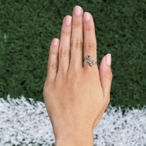 Stone Armory West Virgina Mountaineers Gifts for Women - West Virginia Logo Ring with Crystals - Hypoallergenic and Adjustable Sizes 5-12 - Womens WVU Gifts and WV Gear