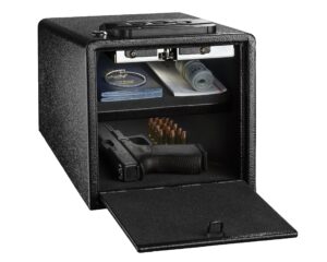 adiroffice pistol safe - electronic, easy to install, heavy duty storage for firearms cash jewelry documents & more - for home office hotel use (black, medium)