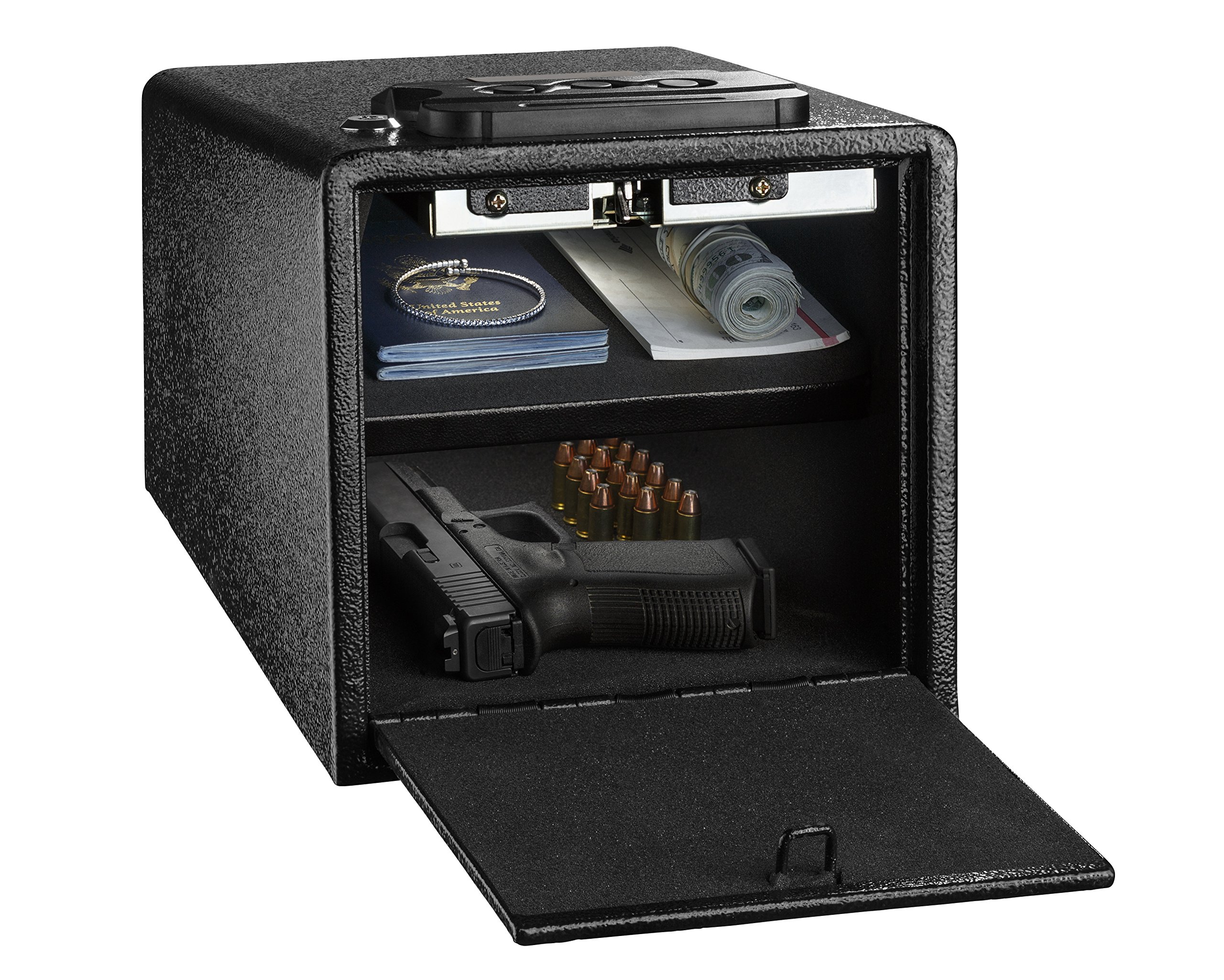 AdirOffice Pistol Safe - Electronic, Easy to Install, Heavy Duty Storage for Firearms Cash Jewelry Documents & More - For Home Office Hotel Use (Black, Medium)