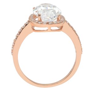 2.27 Ct Brilliant Oval Cut Clear Simulated Diamond 14K Rose Gold Solitaire with Accents Engagement Anniversary Ring Size 5.75