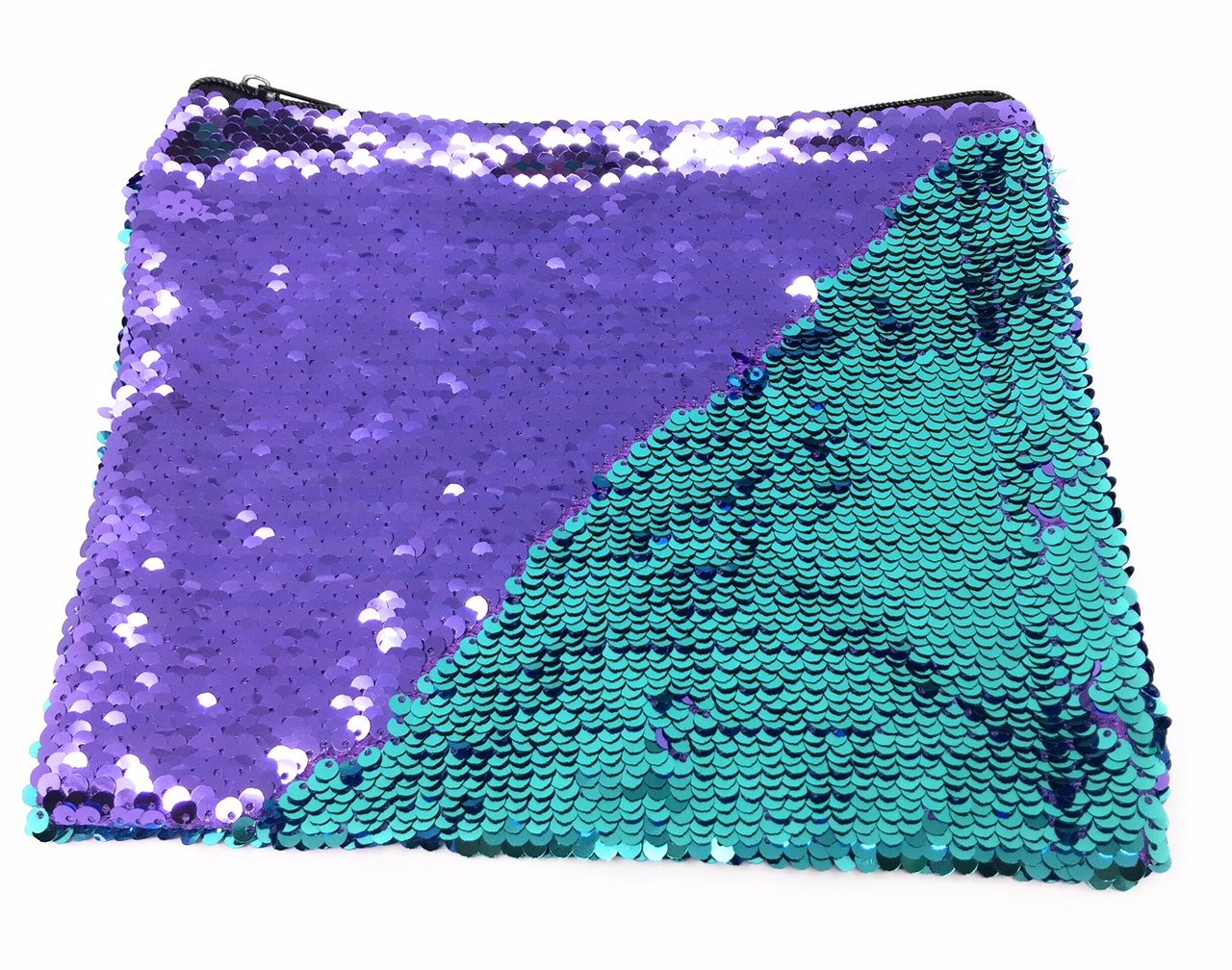 Purple and Teal Mermaid Sequins Pouch - Large