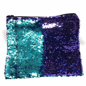 Purple and Teal Mermaid Sequins Pouch - Large