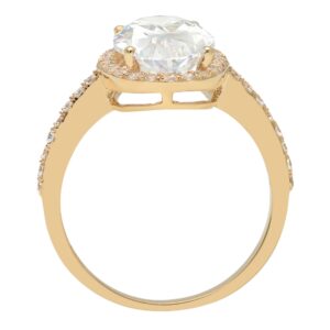 2.27 Ct Oval Cut Clear Simulated Diamond 14K Yellow Gold Solitaire with Accents Engagement Promise Bridal Ring Size 9