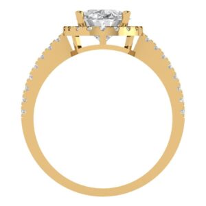 2.27 Ct Oval Cut Clear Simulated Diamond 14K Yellow Gold Solitaire with Accents Engagement Promise Bridal Ring Size 9