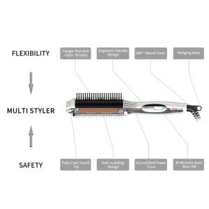 LENA Curling Iron Brush | Anti Scald Ceramic Curler | 1.4 Inch One-Side Volumizing Iron with Adjustabe Temp - Auto Shut Off - PTC Heater - for Fine and Normal Hair (Package May Vary)