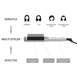 LENA Curling Iron Brush | Anti Scald Ceramic Curler | 1.4 Inch One-Side Volumizing Iron with Adjustabe Temp - Auto Shut Off - PTC Heater - for Fine and Normal Hair (Package May Vary)