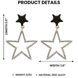 Blingsoul Silver Star Earrings – Elegant Dangle Style Stars Silver Rhinestone Earrings for Women | [J100018] Star Earring