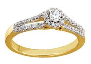 0.33 ct round shape white diamond engagement wedding ring in 14k solid yellow gold, ring size-13.5