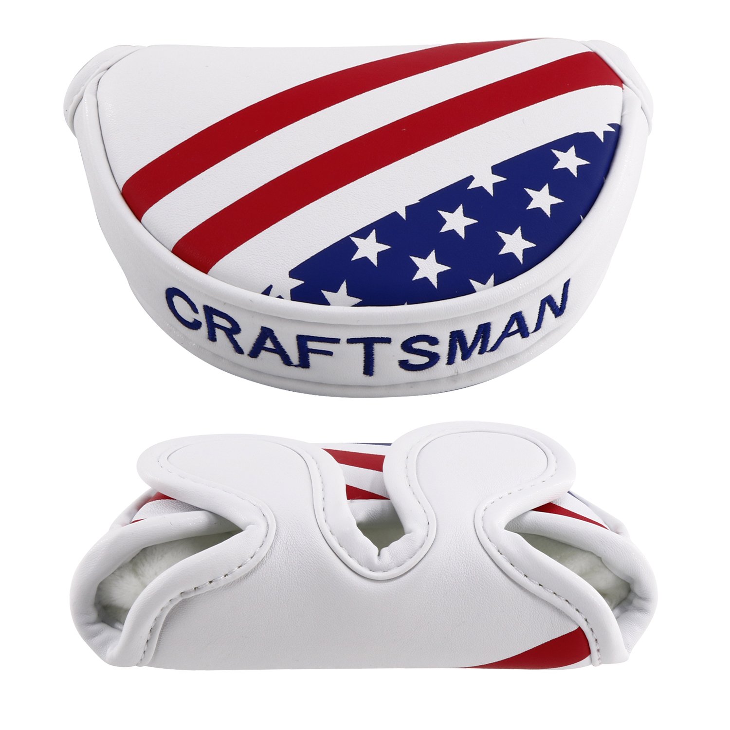 Craftsman Golf Stars and Stripes USA Semi Half-Mallet Headcover for Scotty Cameron Odyssey Taylormade Rossa Putter (for Center Shaft Putter)