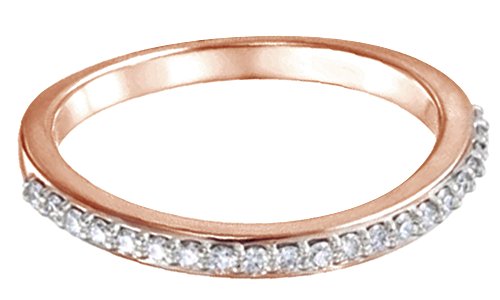 Round Shape White Diamond Engagement Wedding Band Ring 14K Solid Rose Gold (0.2 Cttw),Ring Size-10