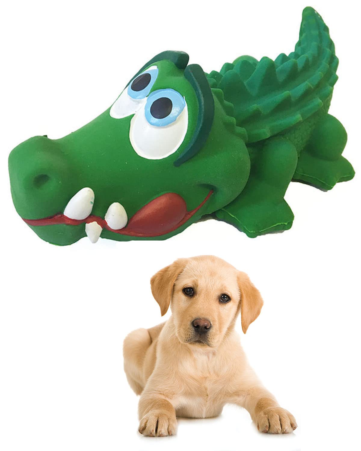 Crocodile Sensory Dog Toy Natural Rubber (Latex), Lead-Free & Chemical-Free, Complies to Same Safety Standards as Children’s Toys, Soft & Squeak