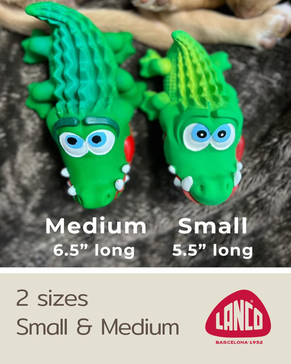 Crocodile Sensory Dog Toy Natural Rubber (Latex), Lead-Free & Chemical-Free, Complies to Same Safety Standards as Children’s Toys, Soft & Squeak