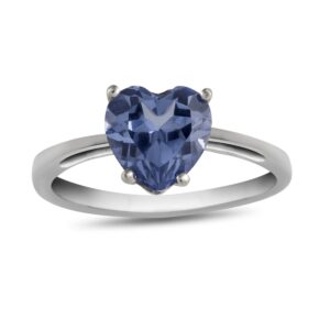 FJC Finejewelers 10k White Gold 7mm Solitaire Heart Shaped Simulated Aquamarine Ring Size 6