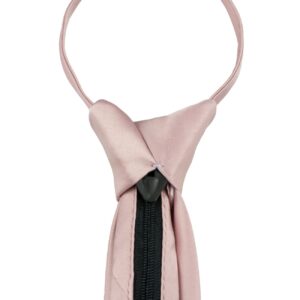 Vesuvio Napoli PreTied SKINNY Men's Neck Tie BLUSH PINK Narrow Zipper Necktie