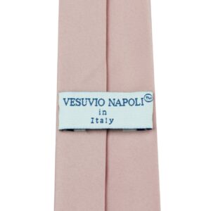 Vesuvio Napoli PreTied SKINNY Men's Neck Tie BLUSH PINK Narrow Zipper Necktie