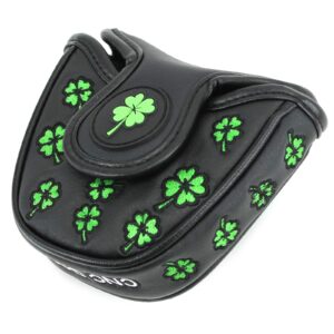 Lucky Clover Black MALLET Putter Cover Headcover For Scotty Cameron Taylormade Odyssey 2ball