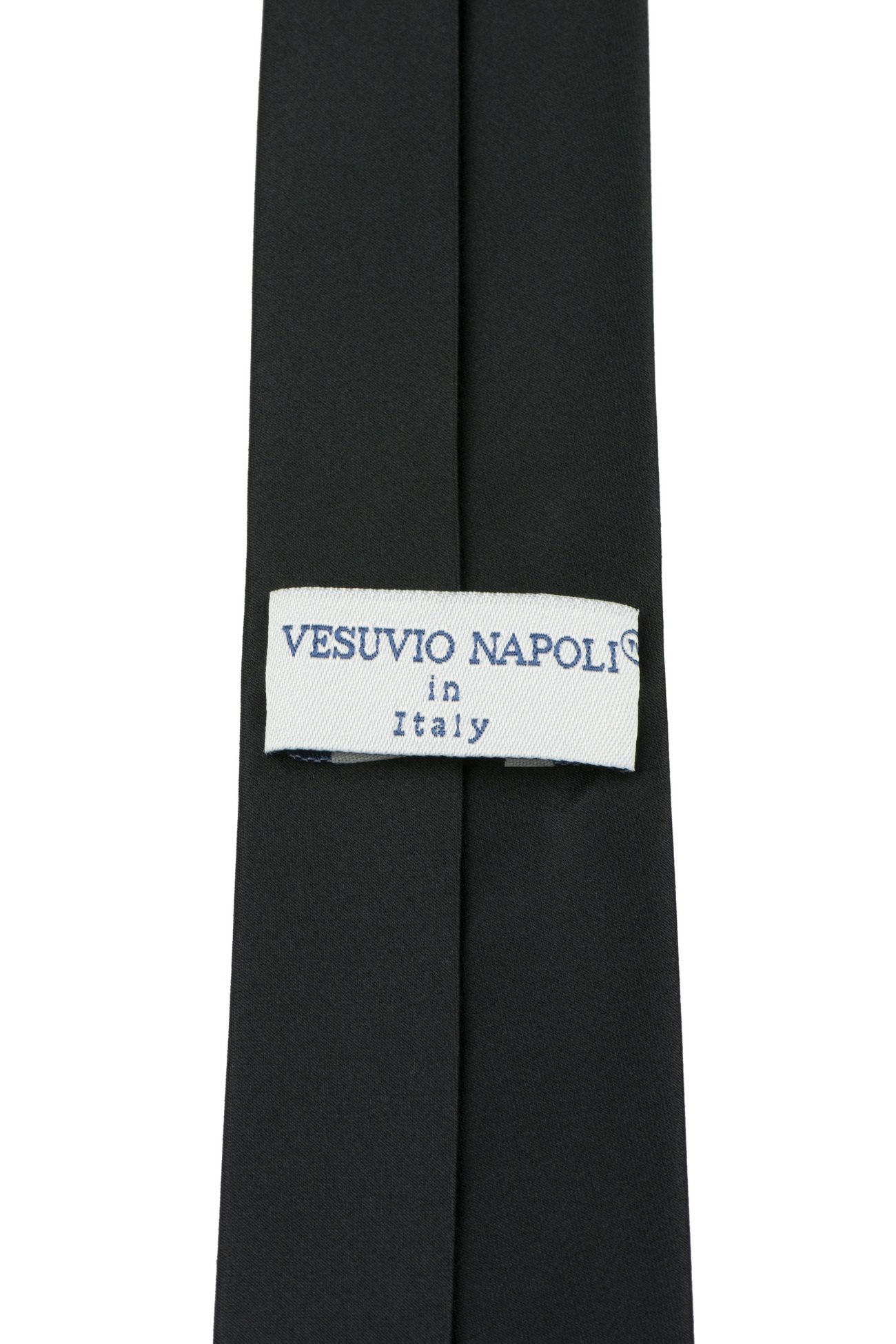 Vesuvio Napoli PreTied SKINNY Men's Neck Tie Solid BLACK Narrow Zipper Necktie