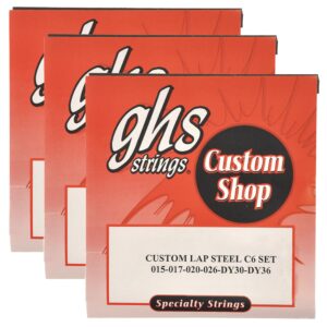 ghs electric lap steel strings c6 tuning 15-36 (3 pack bundle)