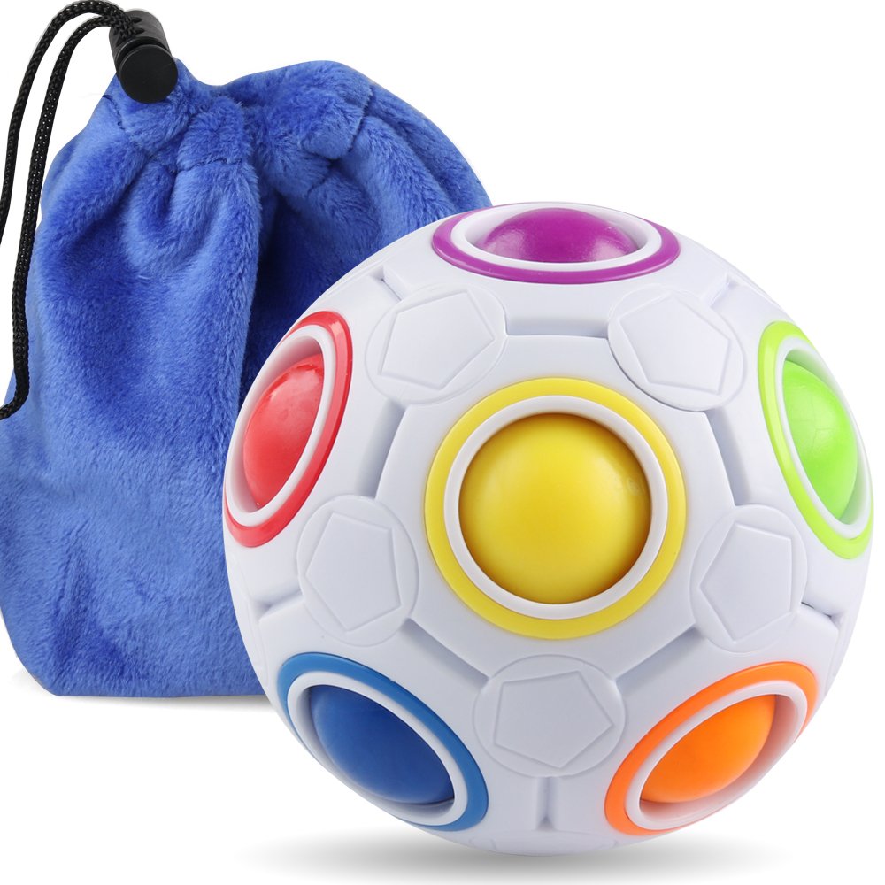 Coogam Rainbow Puzzle Ball with Pouch Color-Matching Puzzle Game Toy Stress Reliever Magic Ball Brain Teaser for Kids and Adults, Children, Boy, Girl Holiday