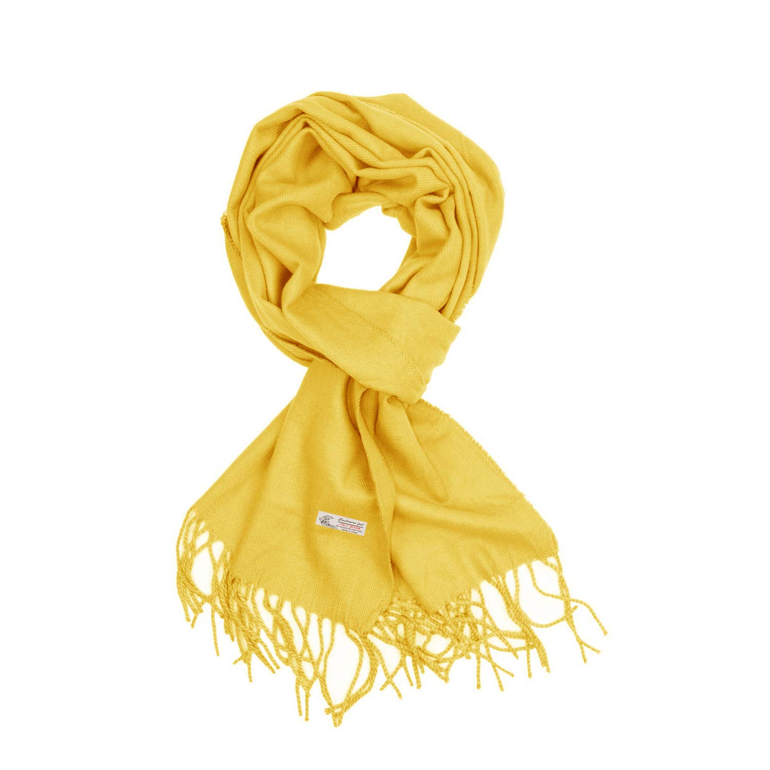 TZ Promise Plain Solid Color Cashmere Feel Classic Soft Luxurious Winter Scarf For Men Women (Yellow)