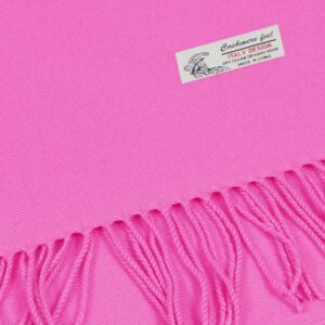 TZ Promise Plain Solid Color Cashmere Feel Classic Soft Luxurious Winter Scarf For Men Women (Hot Pink)