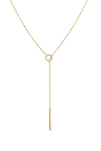 benevolence la 14k gold lariat necklace for women | gold bar necklace | candace cameron designed y necklace for women | long chain necklace | drop necklace | accessories for women | gifts for her