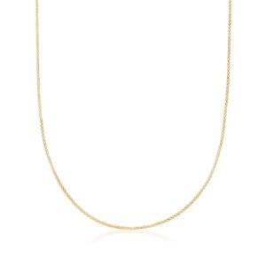 ross-simons 1mm 14kt yellow gold adjustable popcorn-chain necklace