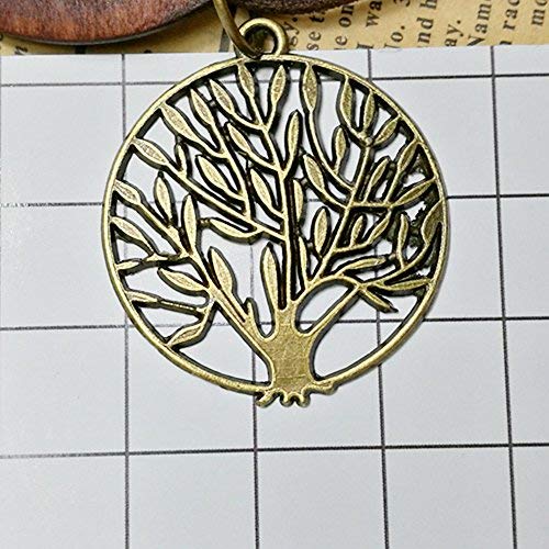 SIVITE Vintage Bronze Tree of Life with Wood Pendant Necklace Long Leather Chain Wooden Necklace for Women