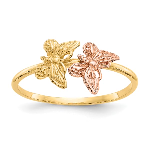 IceCarats 14K Two Tone Gold Butterfly Ring Size 7