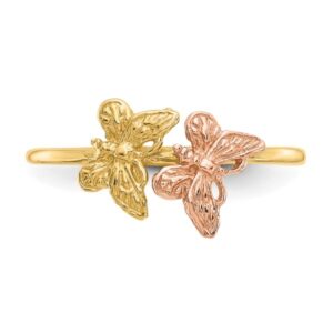 IceCarats 14K Two Tone Gold Butterfly Ring Size 7