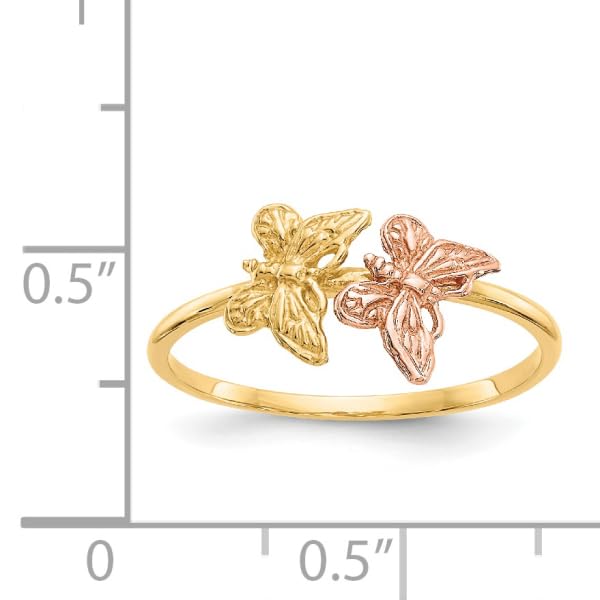 IceCarats 14K Two Tone Gold Butterfly Ring Size 7