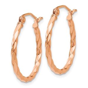 14k rose pink gold twisted round hoop earrings