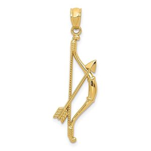 icecarats 14k yellow gold bow arrow necklace charm pendant 34mm only