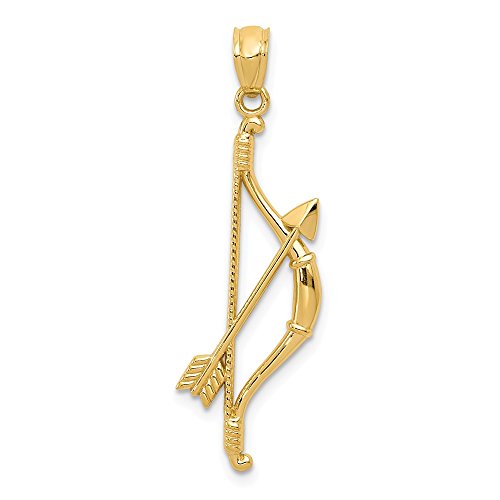 IceCarats 14K Yellow Gold Bow Arrow Necklace Charm Pendant 34mm Only