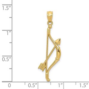 IceCarats 14K Yellow Gold Bow Arrow Necklace Charm Pendant 34mm Only