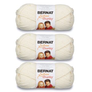 bernat softee chunky yarn (3 ball pack), natural, 3 count